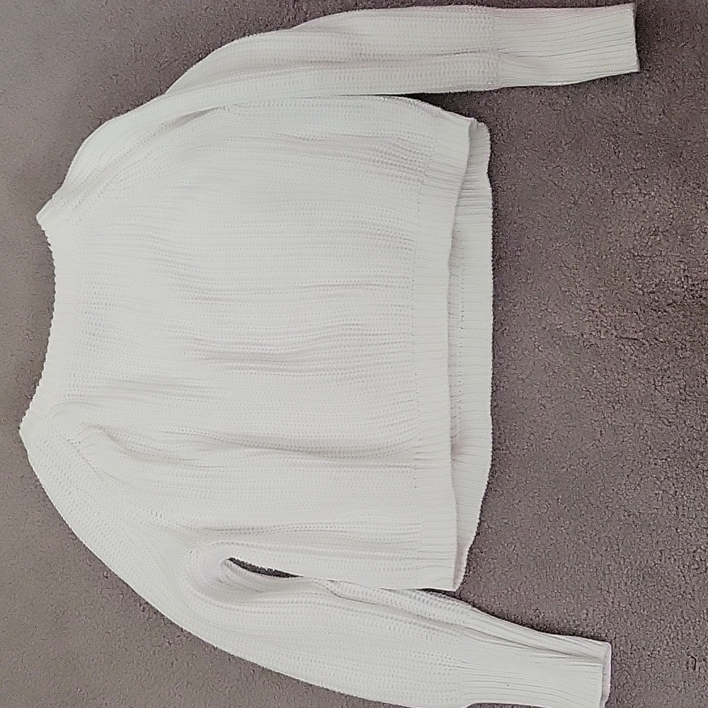 American Apparel White Cropped Knit Sweater